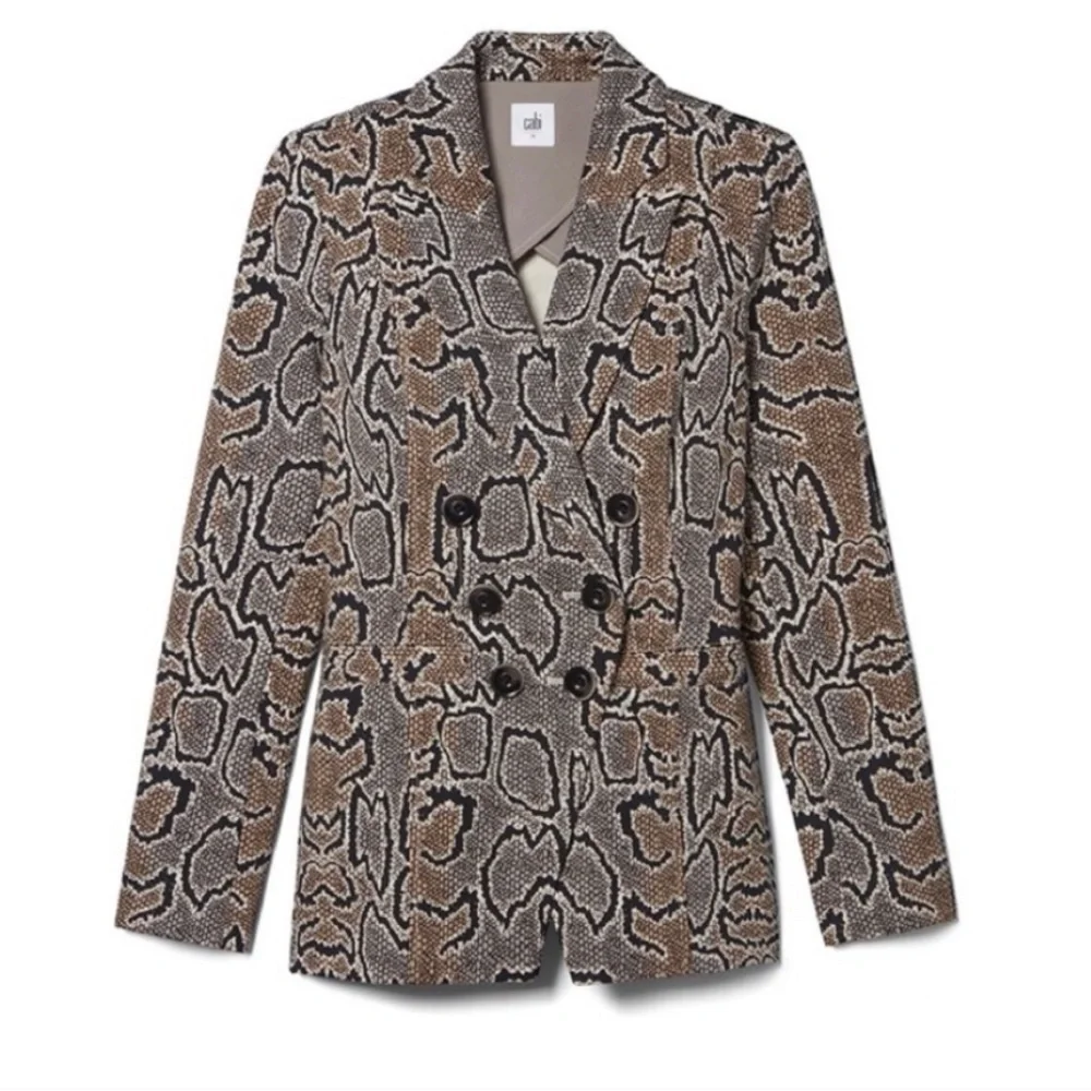 CAbi Python Double Breasted Snake Print Notched Lapel Collar Blazer 3733 Size 10